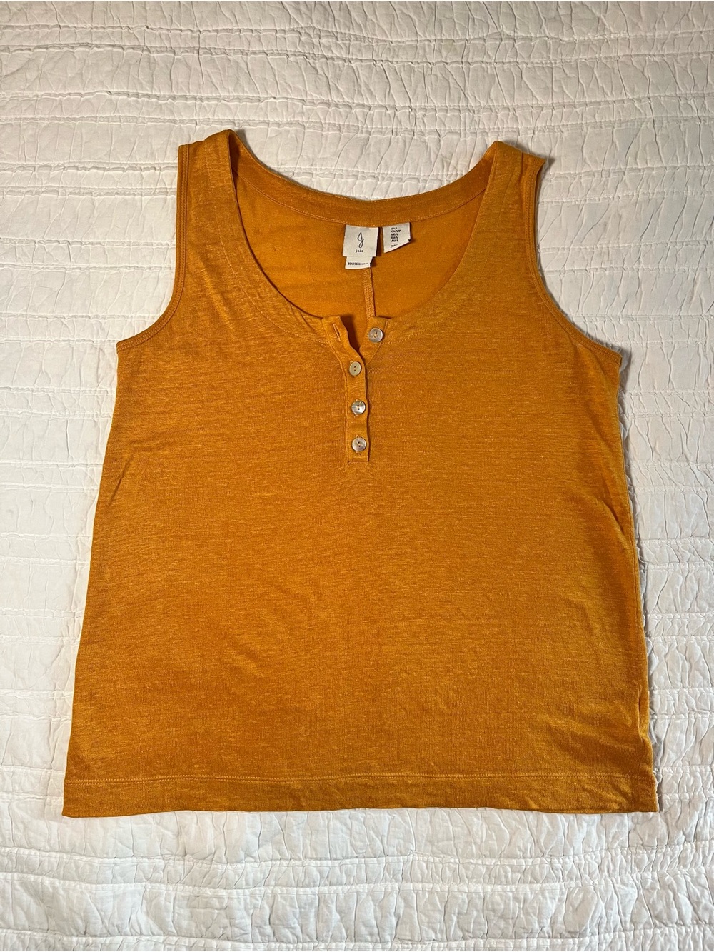 Joie 100% Linen Henley Tank Top Mustard Yellow S